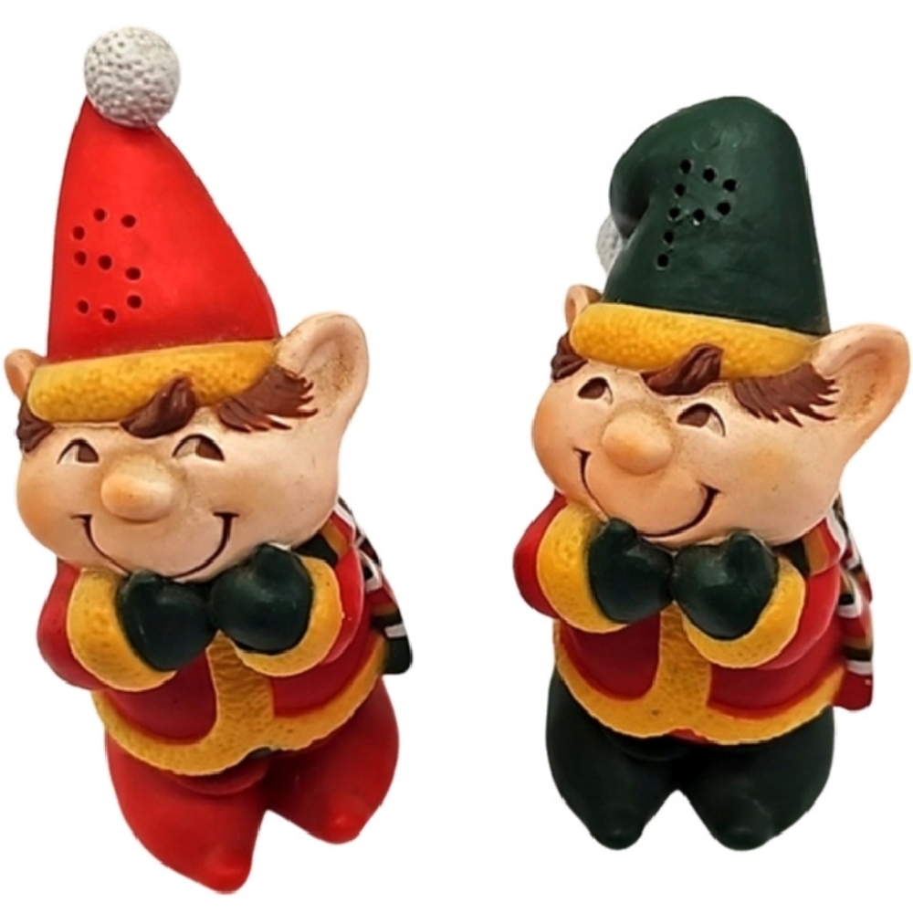 HALLMARK elf salt & pepper shakers plastic w/stopper